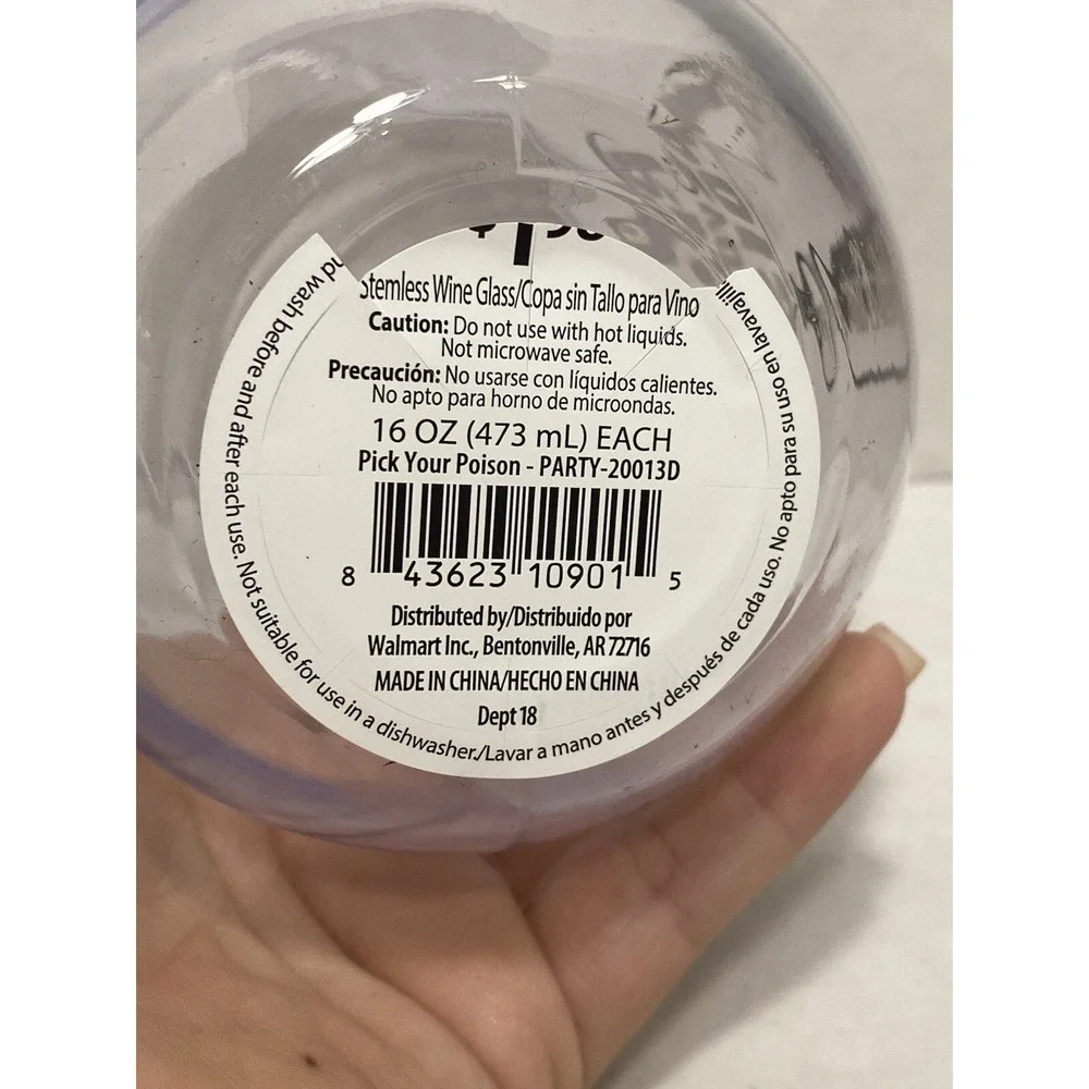 HALLOWEEN stemless plastic wine‎ glass PICK YOUR POISON